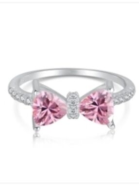 Pink Bow Ring in Sterling Silver - Elegant Women’s Jewelry. Brand New